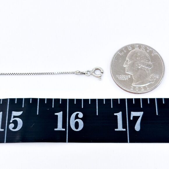 Vintage Italy Sterling Silver 925 0.9mm Box Chain Necklace 16.5" - Picture 2 of 3